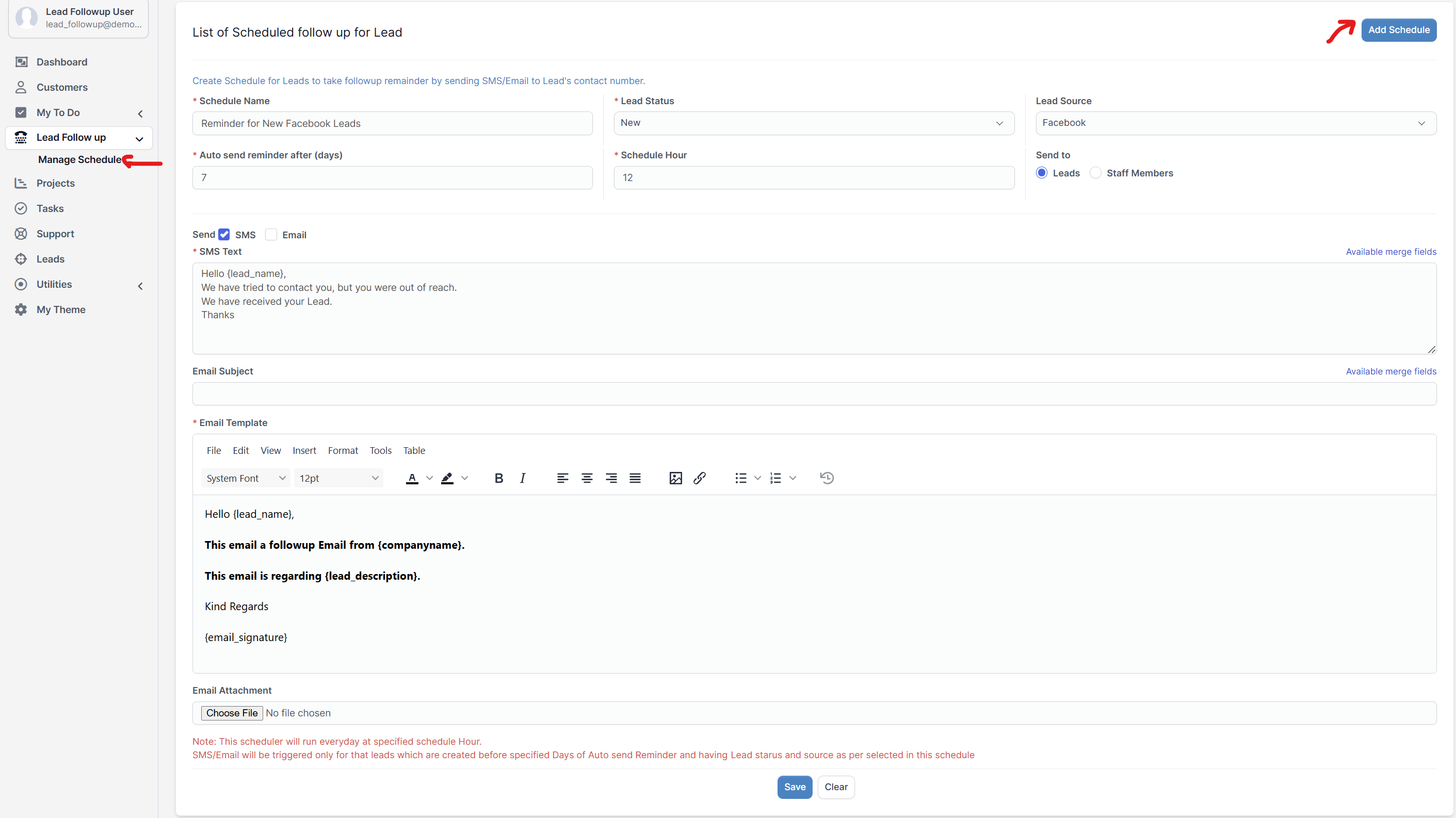 Lead Follow up Scheduler Module for Perfex CRM - 2