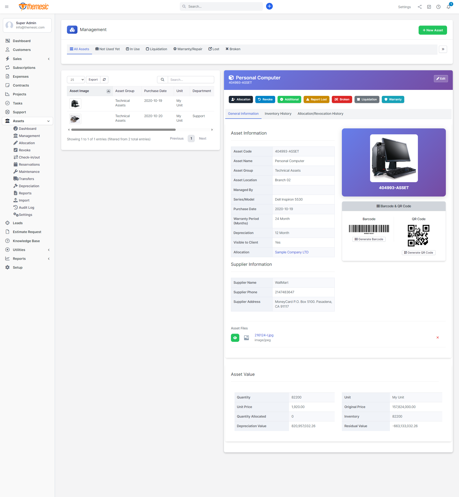 Assets Management & Asset Tracking module for Perfex CRM - 5