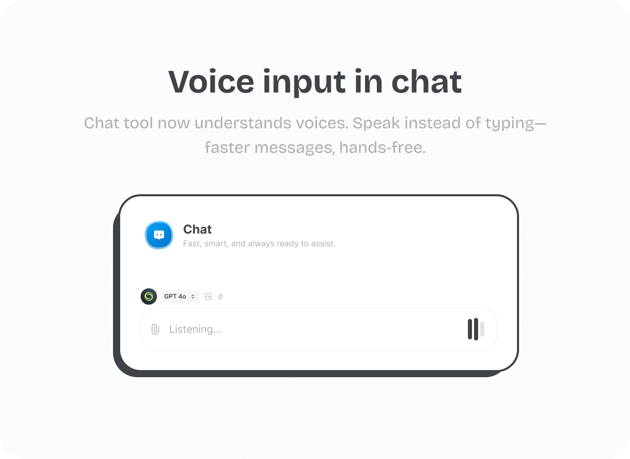 Voice input in chat @heyaikeedo #aikeedo