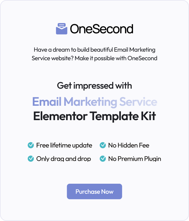 OneSecond - Email Marketing Service Elementor Template Kit - 1
