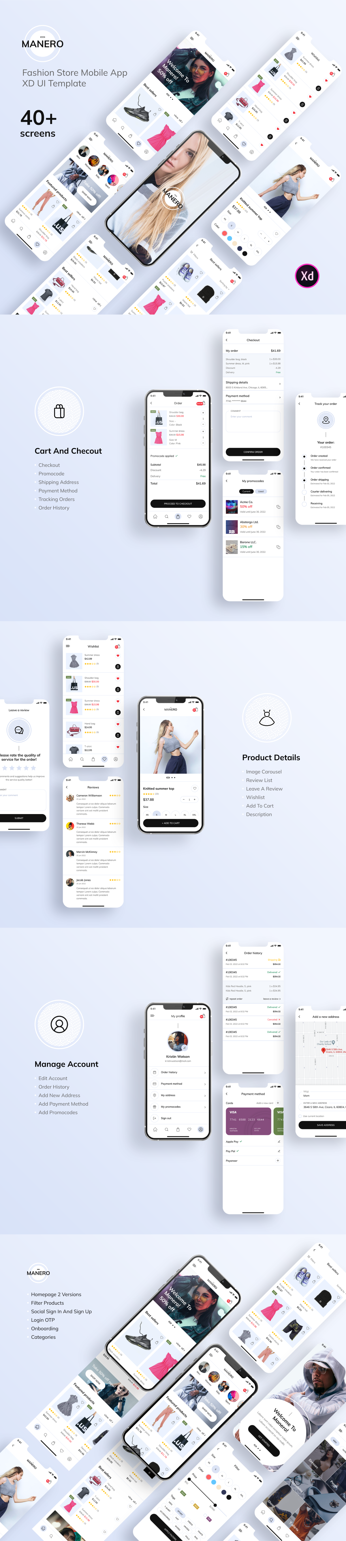 Manero - Fashion App XD UI Template - 1