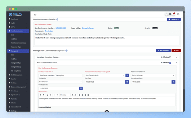 Non-Conformance Management