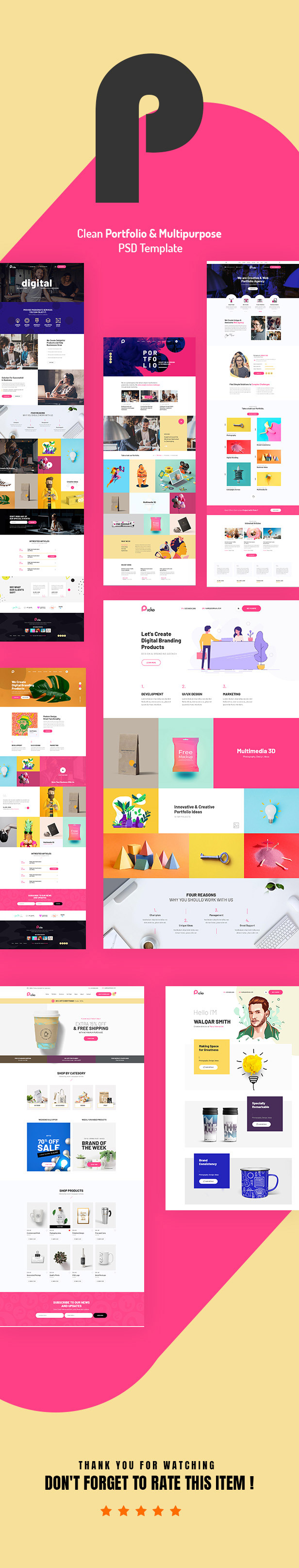 Picko - Clean Portfolio & Multipurpose PSD Template - 1