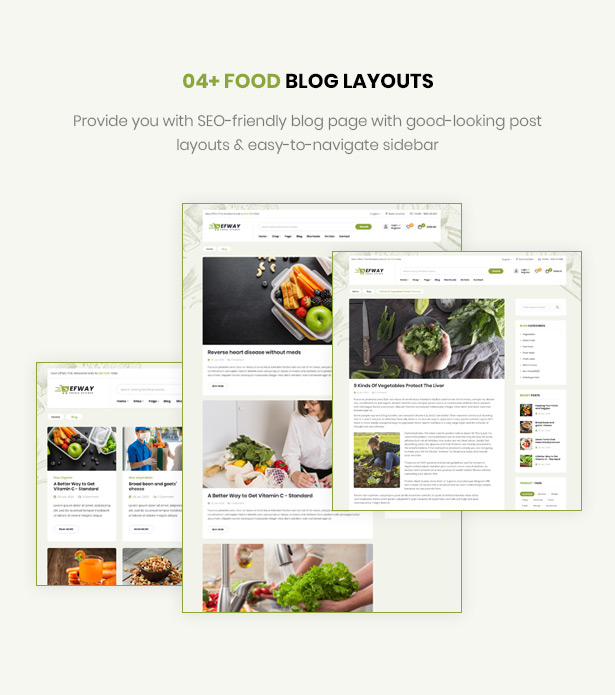 Efway Food Shop WordPress Theme Blog Layouts