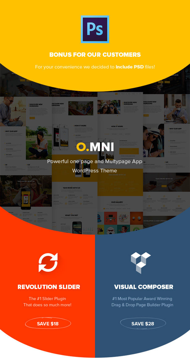 Powerful One and Multipage App  WordPress Theme, Revolution Slider, Visual Composer
