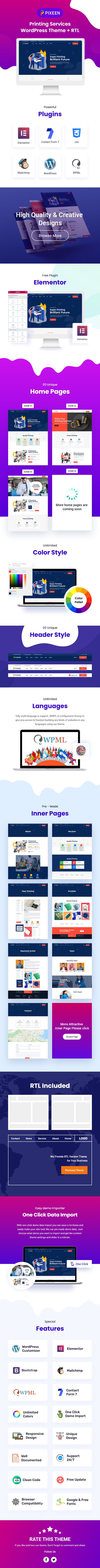 Pixeen - Printing Services Company WordPress Theme + RTL 5 Printing Services Company