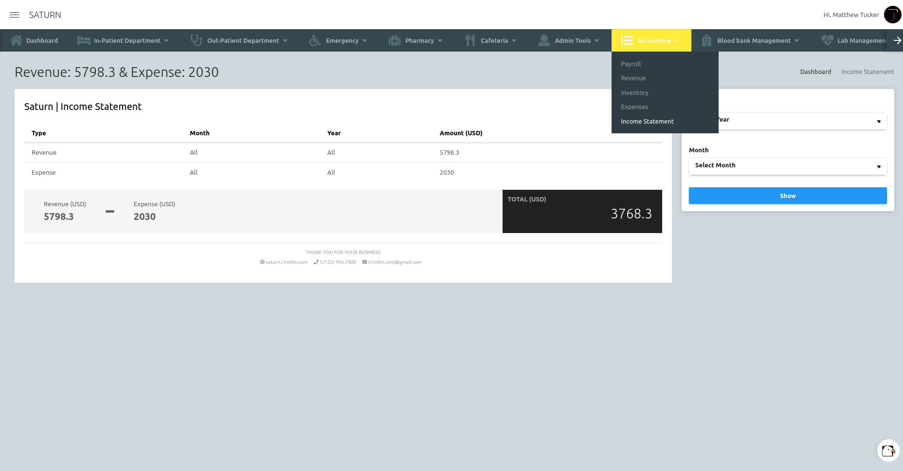 Saturn | Hospital Management System - 1