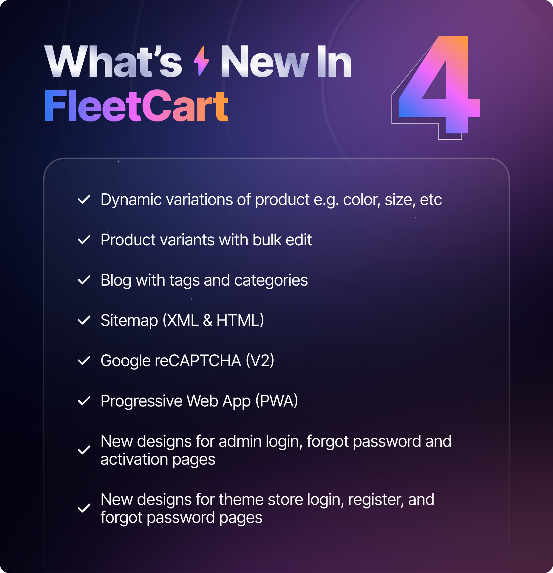 Fleetcart Laravel eCommerce CMS - Update Log