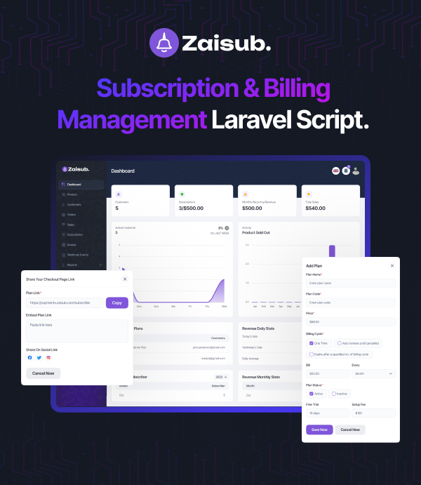 Zaisub - Subscription & Billing Management Laravel Script. - 1