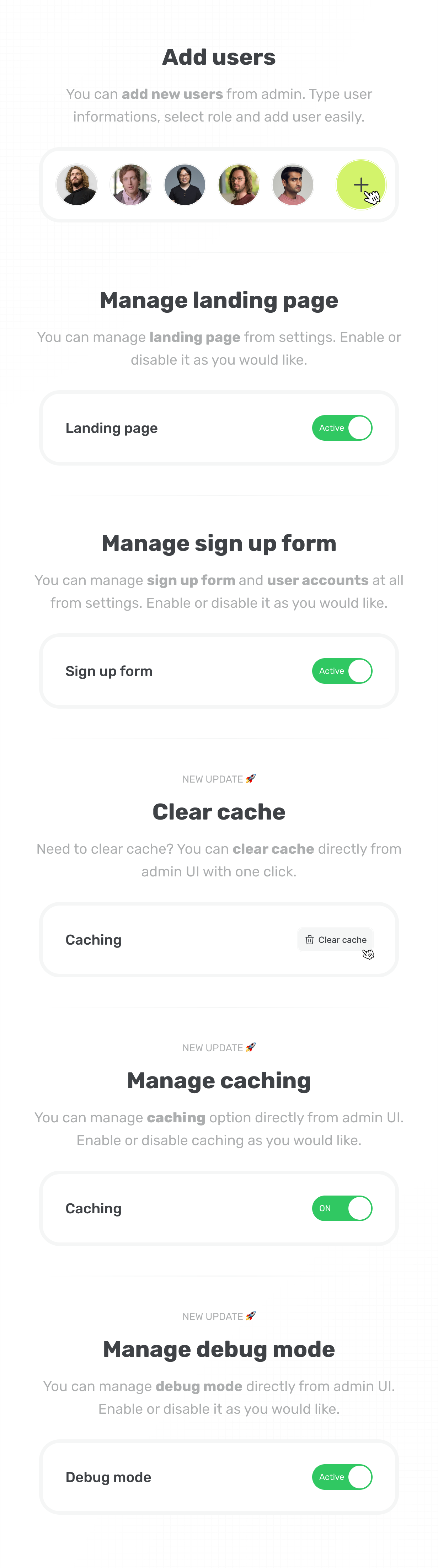 Add new users - Manage sign up form - Manage Landing page aikeedo @heyaikeedo