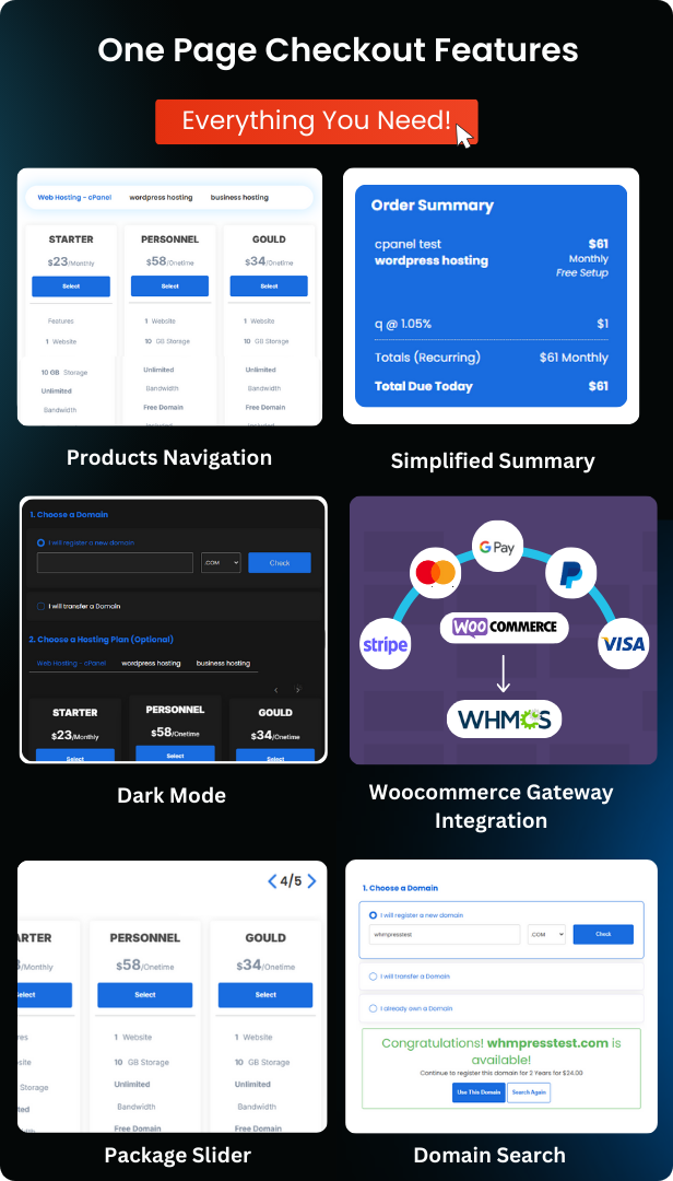 WHMCS Cart & Order Page Features