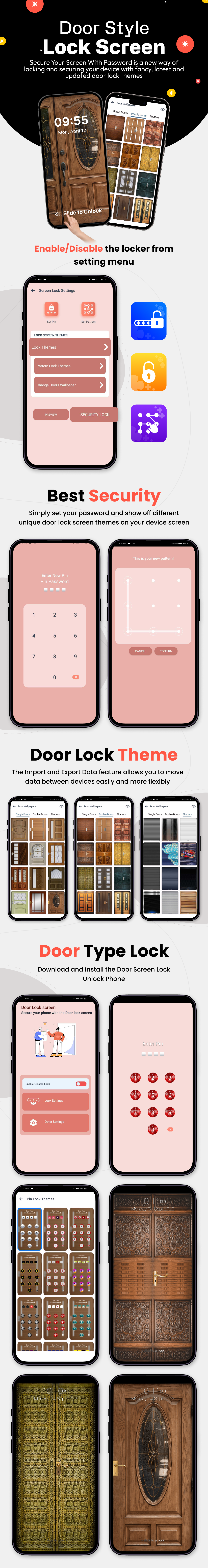 Door Style Lock Screen - Shutter Lock Screen Themes - Admob - Android App - 1