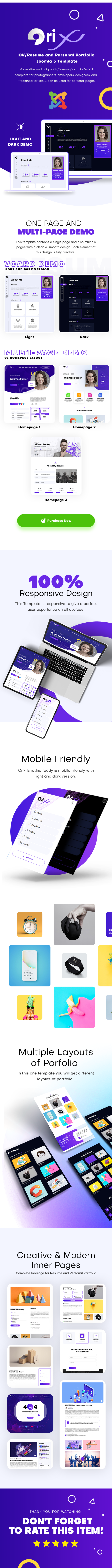 orix portfolio resume joomla 4 template