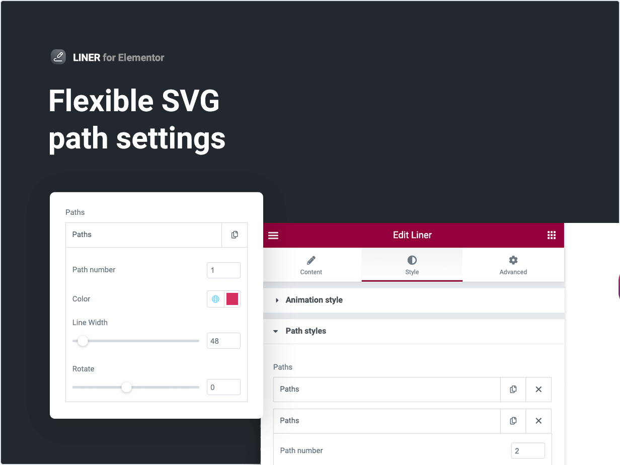 Flexible SVG path settings
