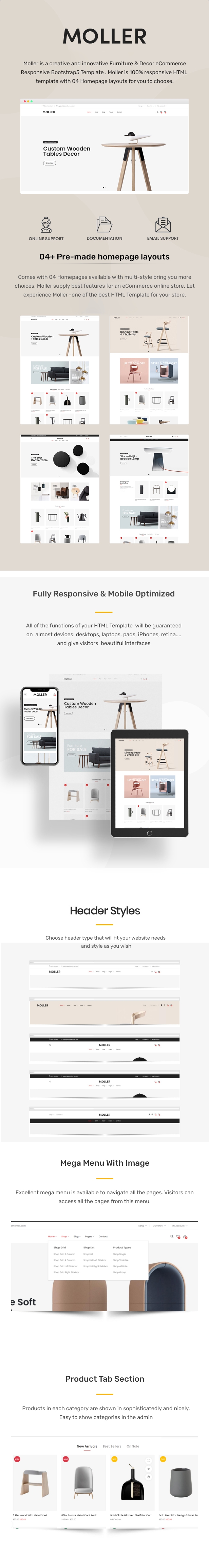 Moller - Furniture & Decor eCommerce Responsive Bootstrap5 Template - 1