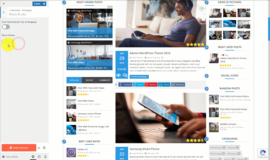 Adams Newspaper, Magazine and Blog - Build Homepage Blocks
