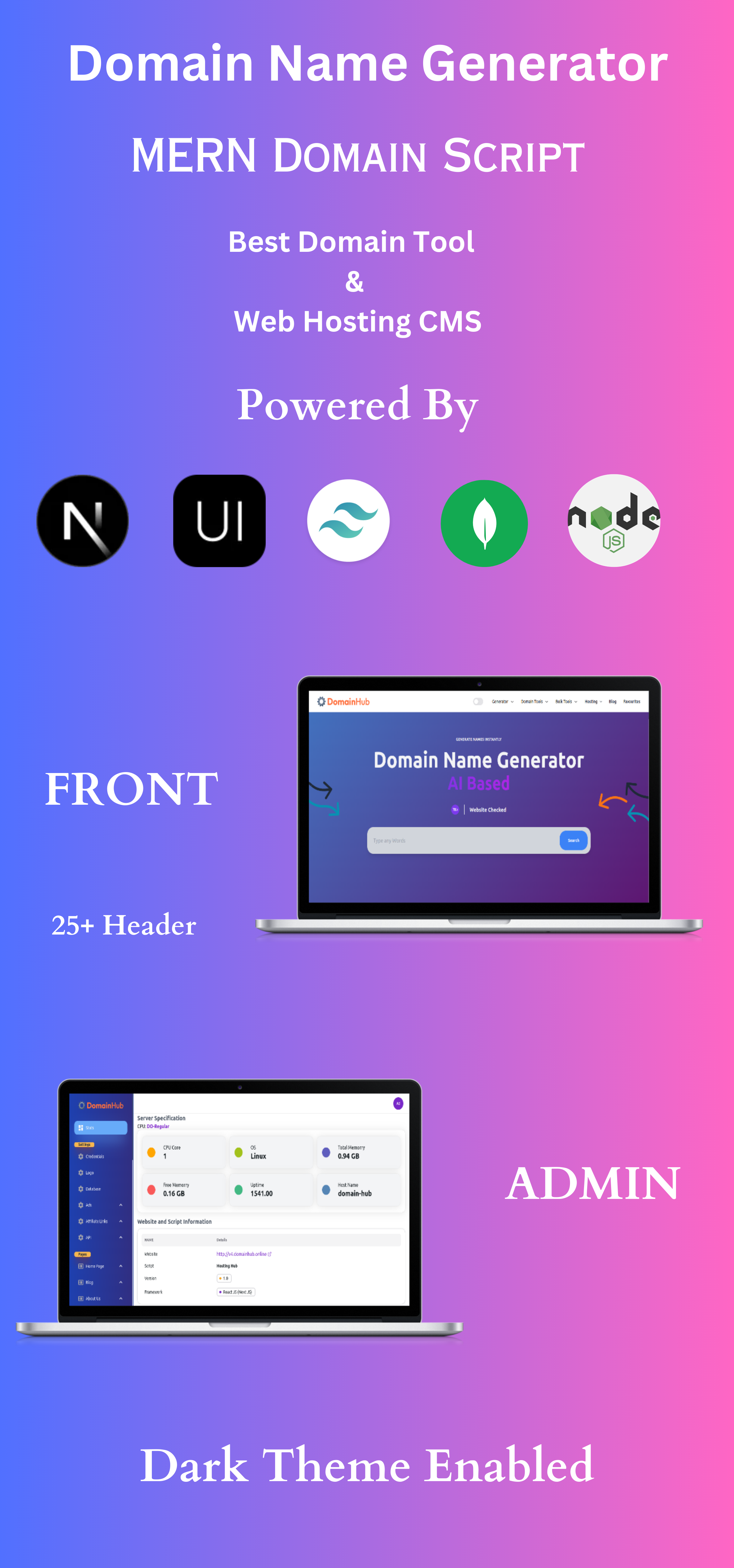 Domain Hub - Domain Checker, AI Name Generator, Who-is-hosting, Whois, DNS React Nextjs tools. - 7