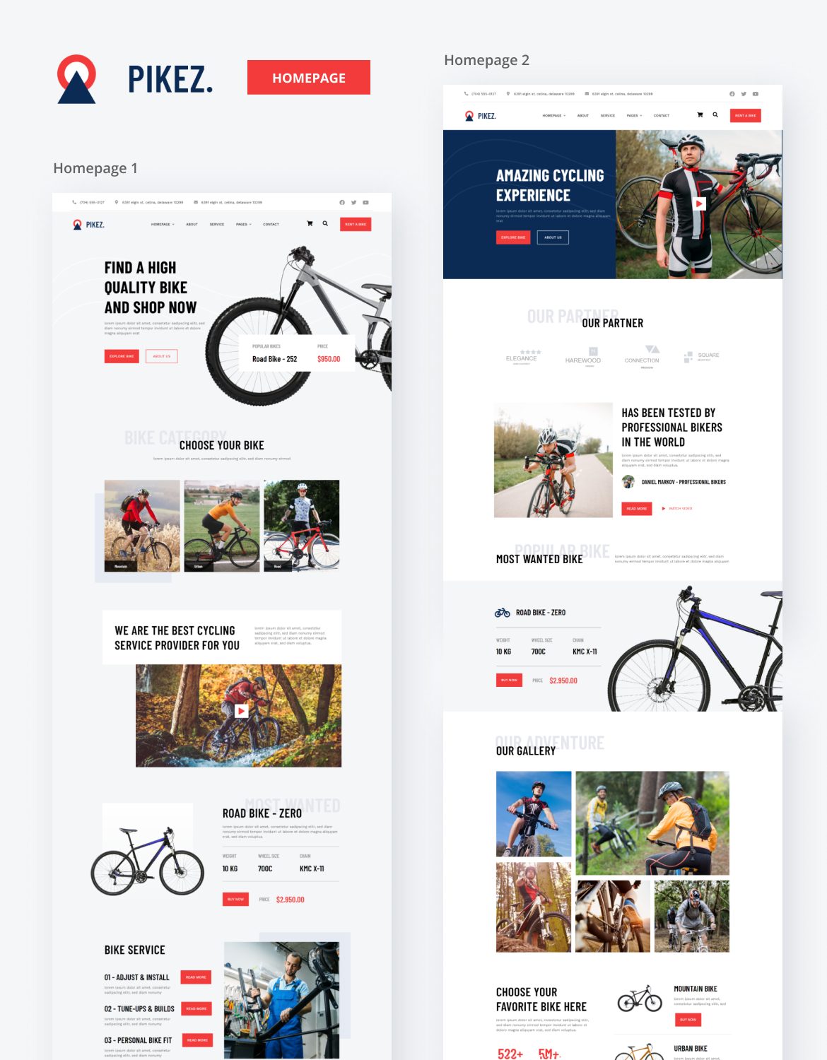 Pikez - Bike Shop & Bicycle Rental Elementor Template Kit - 1
