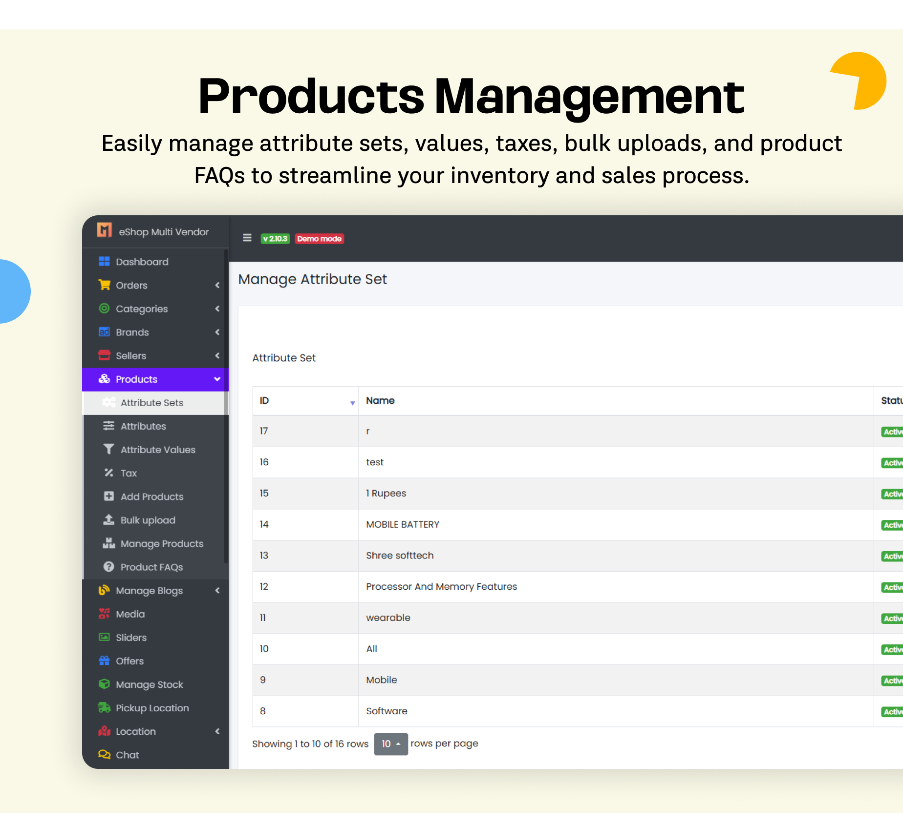 Product Management - eShop website for Multi vendor ecommerce marketplace / CMS