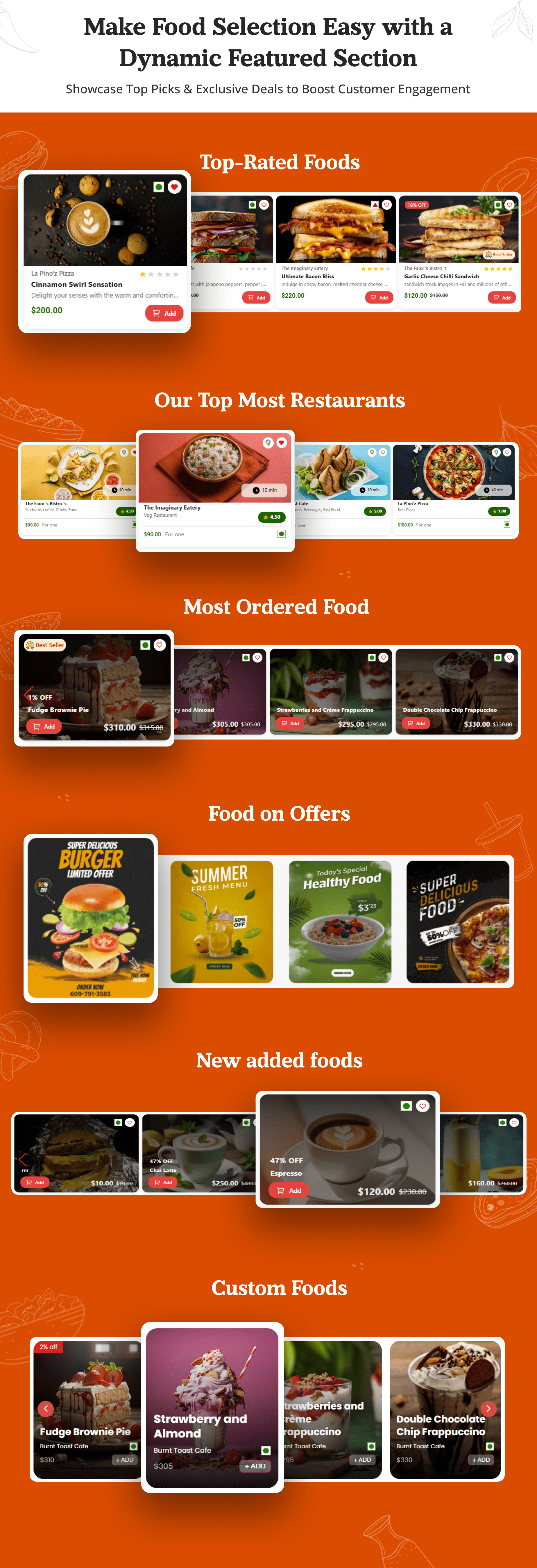 Dynamic Featured sections - Multi Restaurant and vendor management - eRestro multivendor restaurant food delivery app