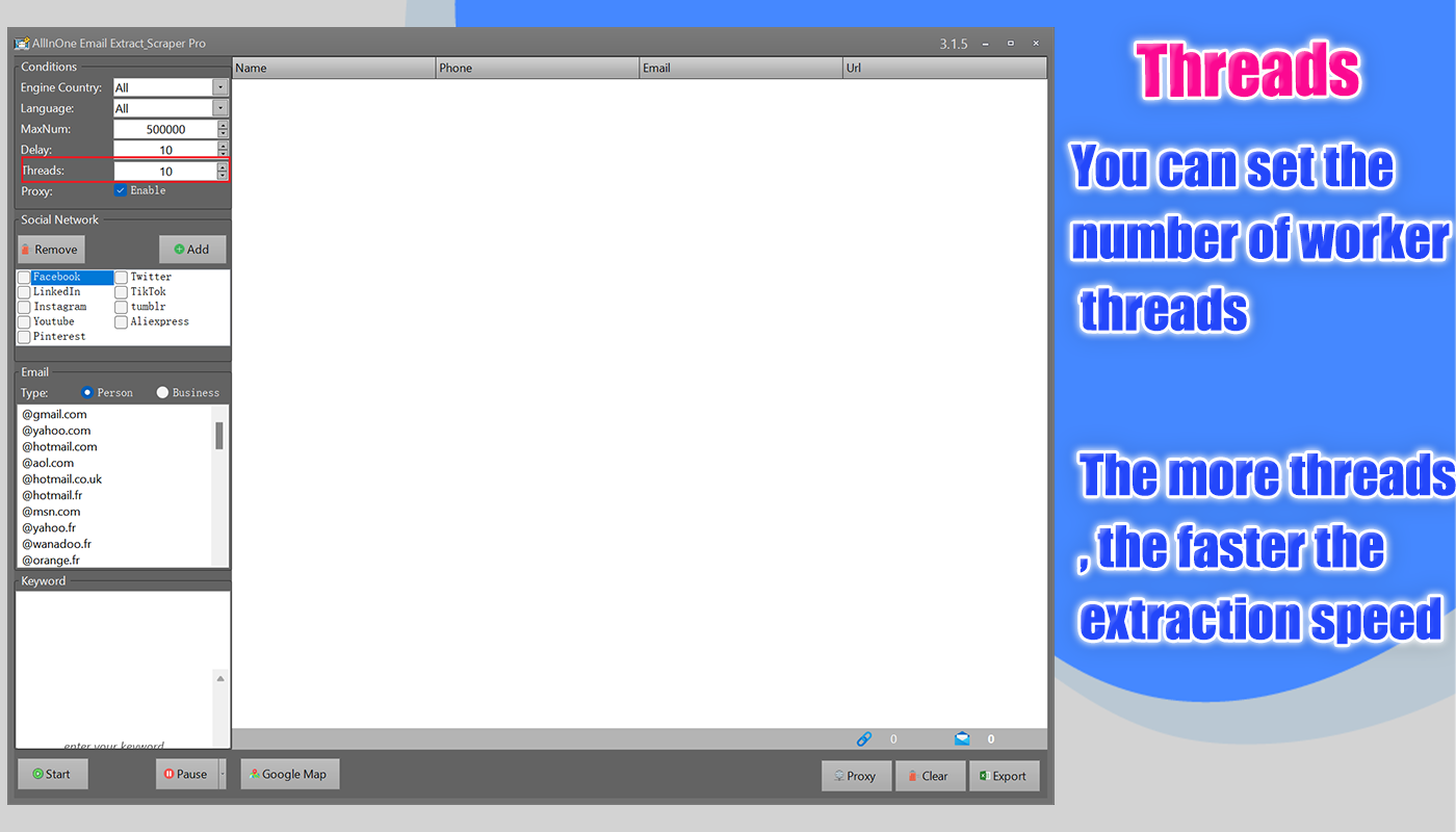 AllInOne Email Extract & Scraper Pro -Email data mining,Outlook email extractor,Gmail email extractor,Email extractor pro,Extract emails from Google,Email scraping tool online