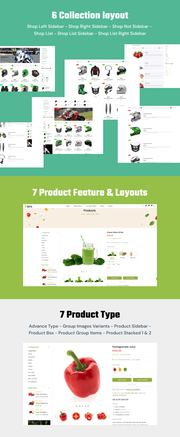 collection and product layouts