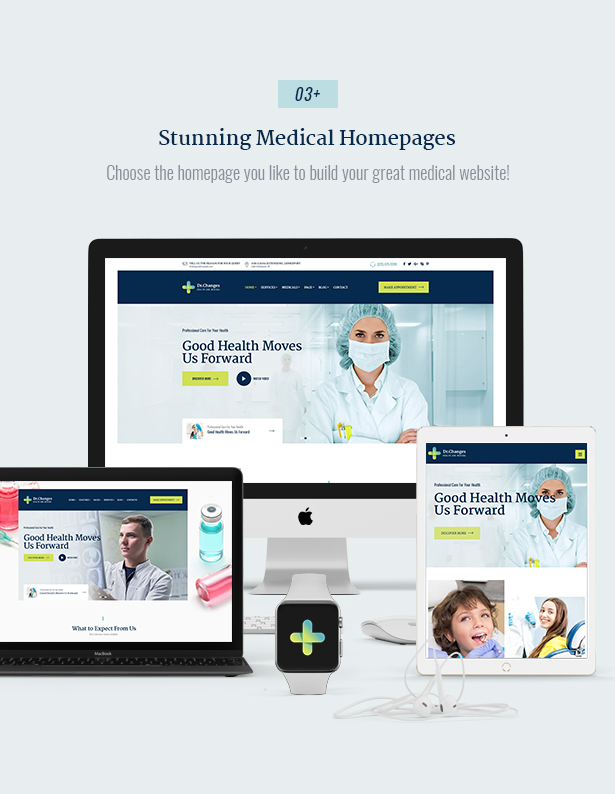 Dr.Changes Best Medical WordPress Theme 03 premade medical homepages