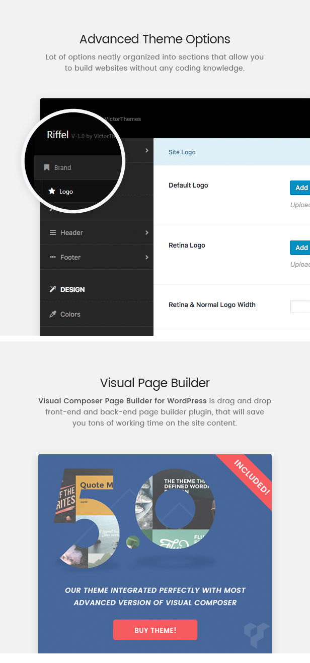 Riffel Theme Options & Visual Composer