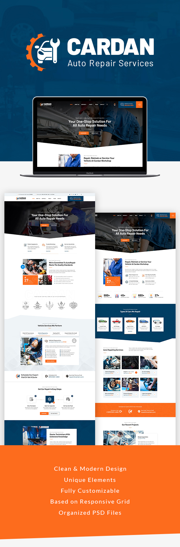 Cardan - Car Repair Services PSD Template - 1