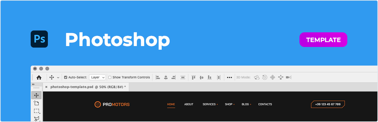 ProMotors – Car Service and Detailing Template for Photoshop