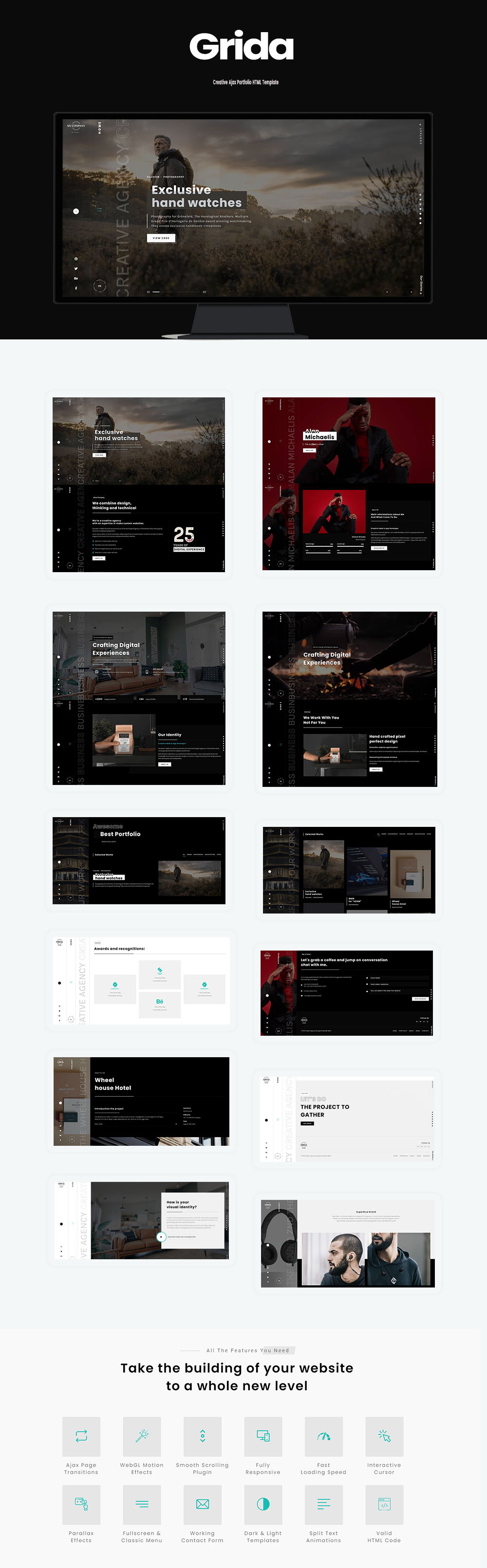 Grida - Creative Agency Ajax Portfolio & personal HTML Template - 1
