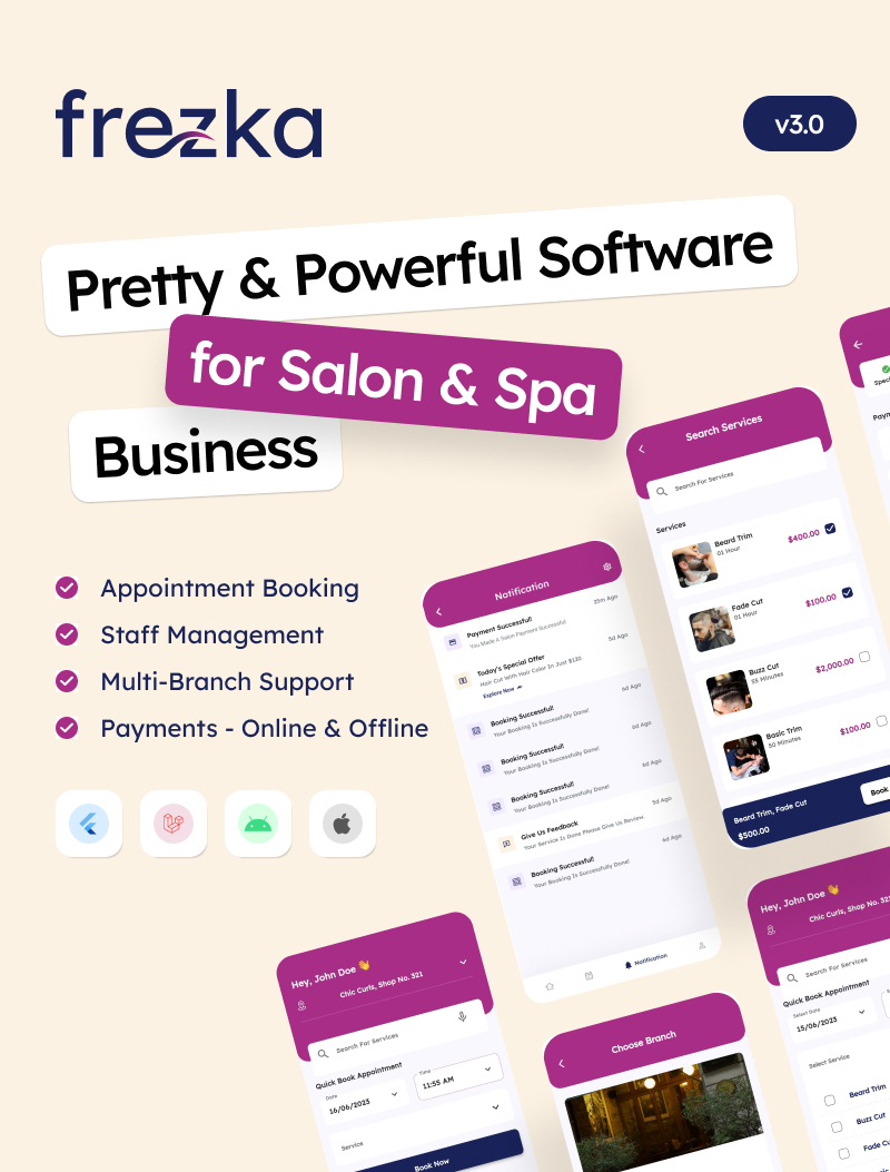 Software for salons and spas | salon and spa software | Frezka | Iqonic Design