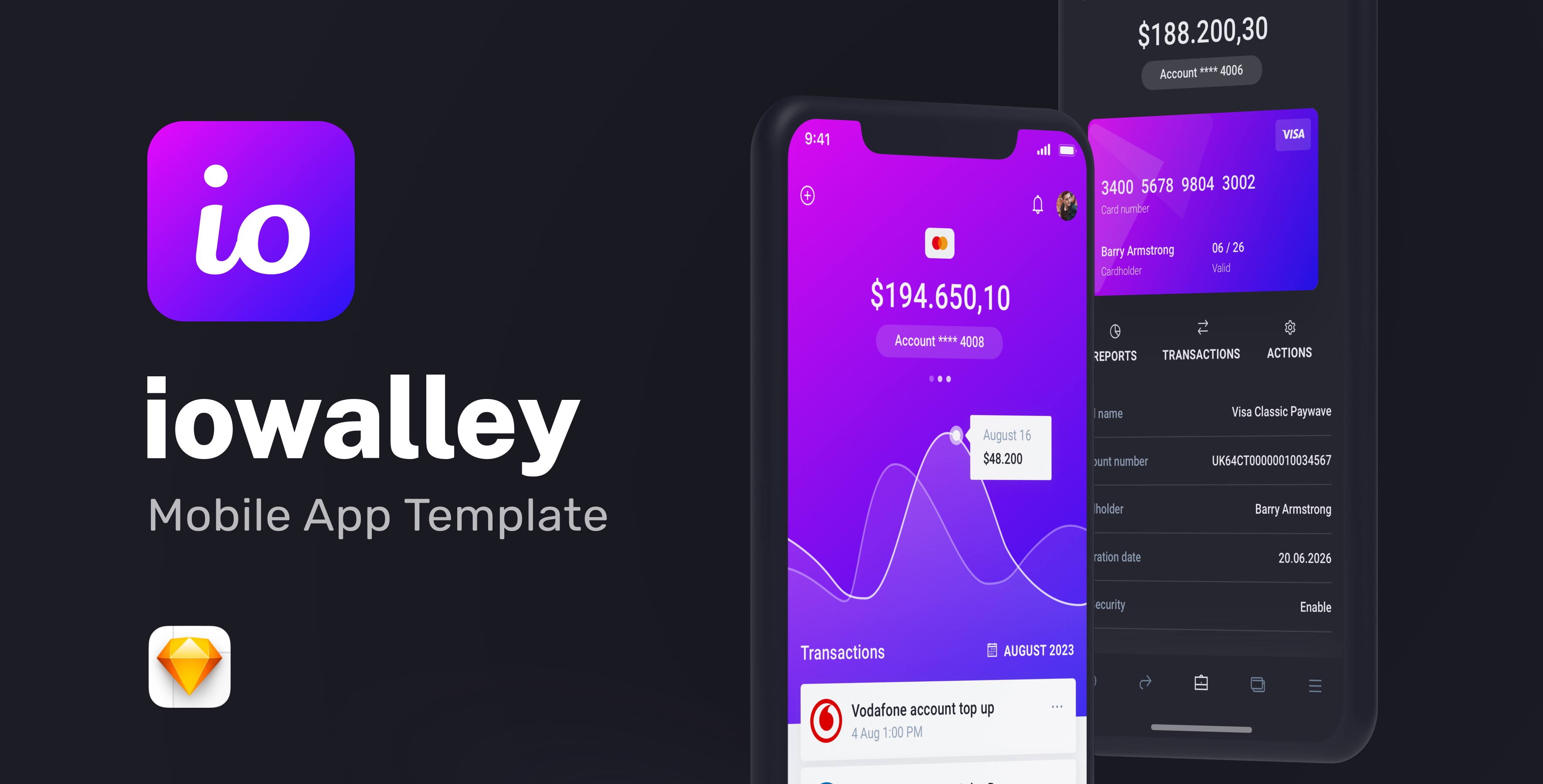 IOWalley - Mobile UI kit for Banking Apps & Crypto Wallets - Sketch Templates