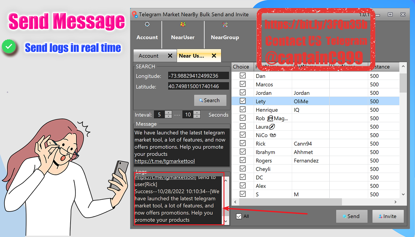 Telegram Nearby Bulk Send | Extract |Invite Pro