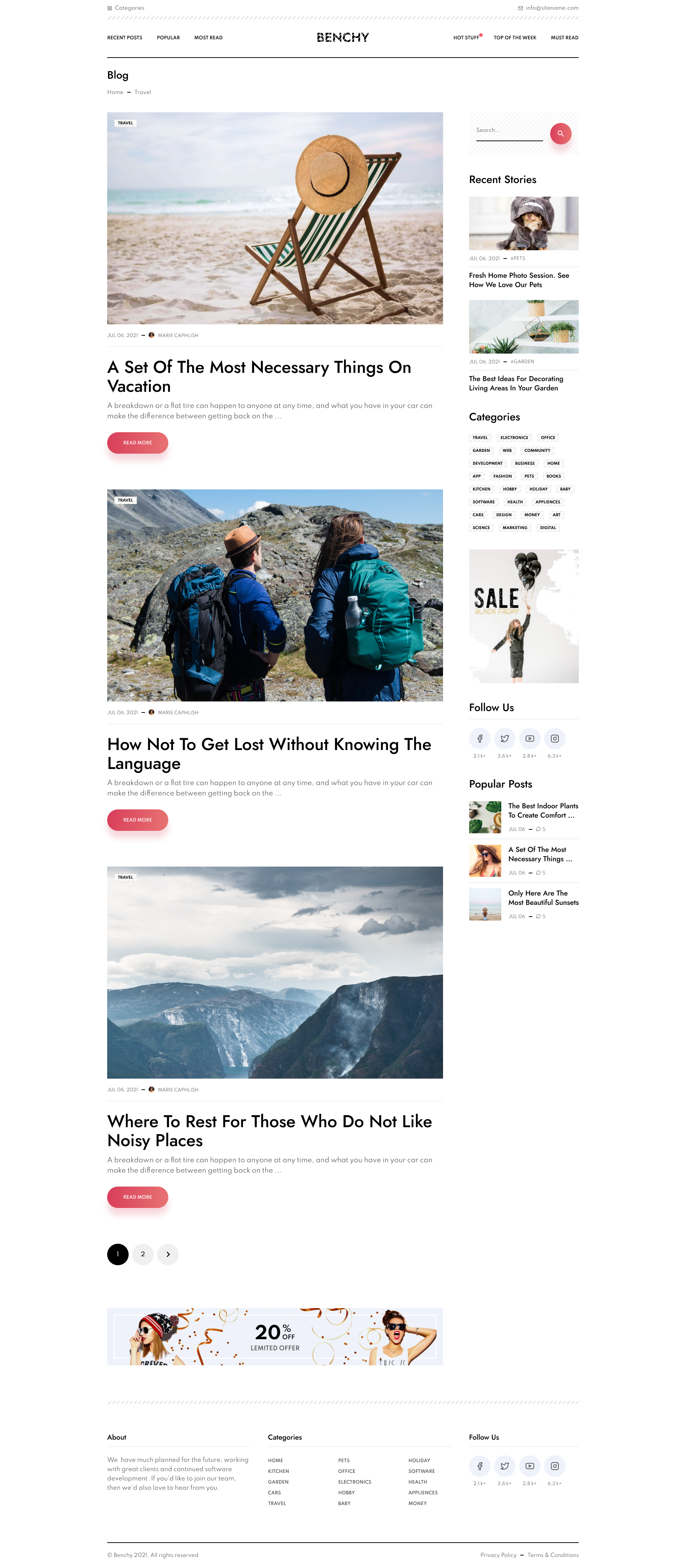 Benchy - Blog & Magazine Sketch UI Template - 2