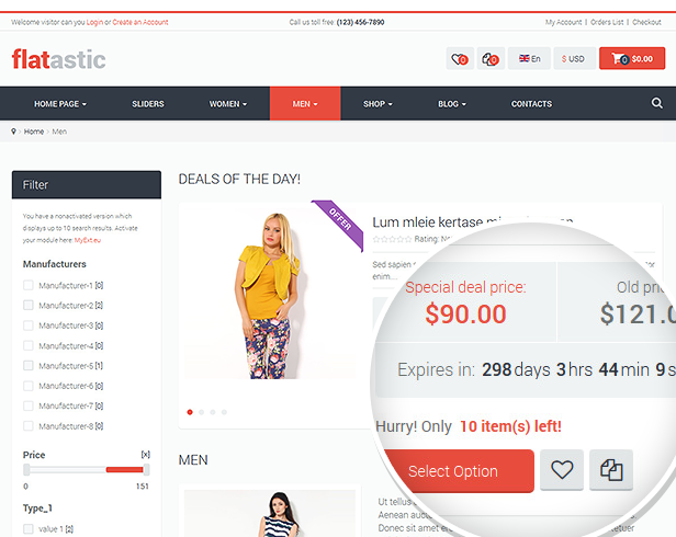 Flatastic Responsive Multipurpose VirtueMart Theme