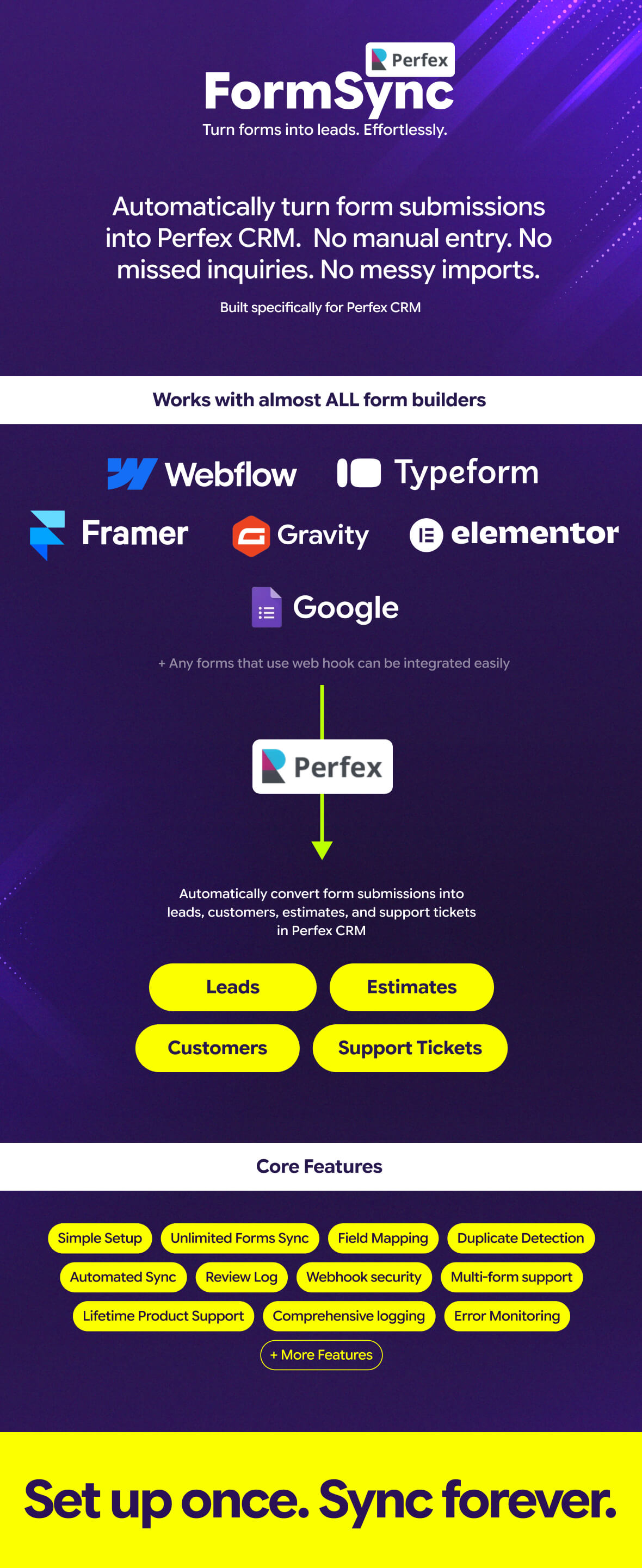 FormSync - All-in-One Form Integration for Perfex CRM | Webflow, Framer, Elementor, Google Forms, Typeform, Gravity Forms & More