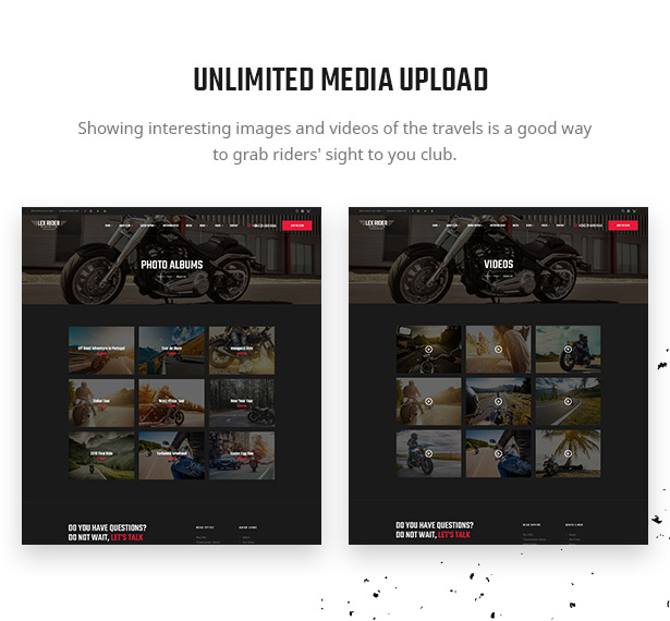 Lex Rider is a fully responsive Biker & Motorcycle WordPress Theme