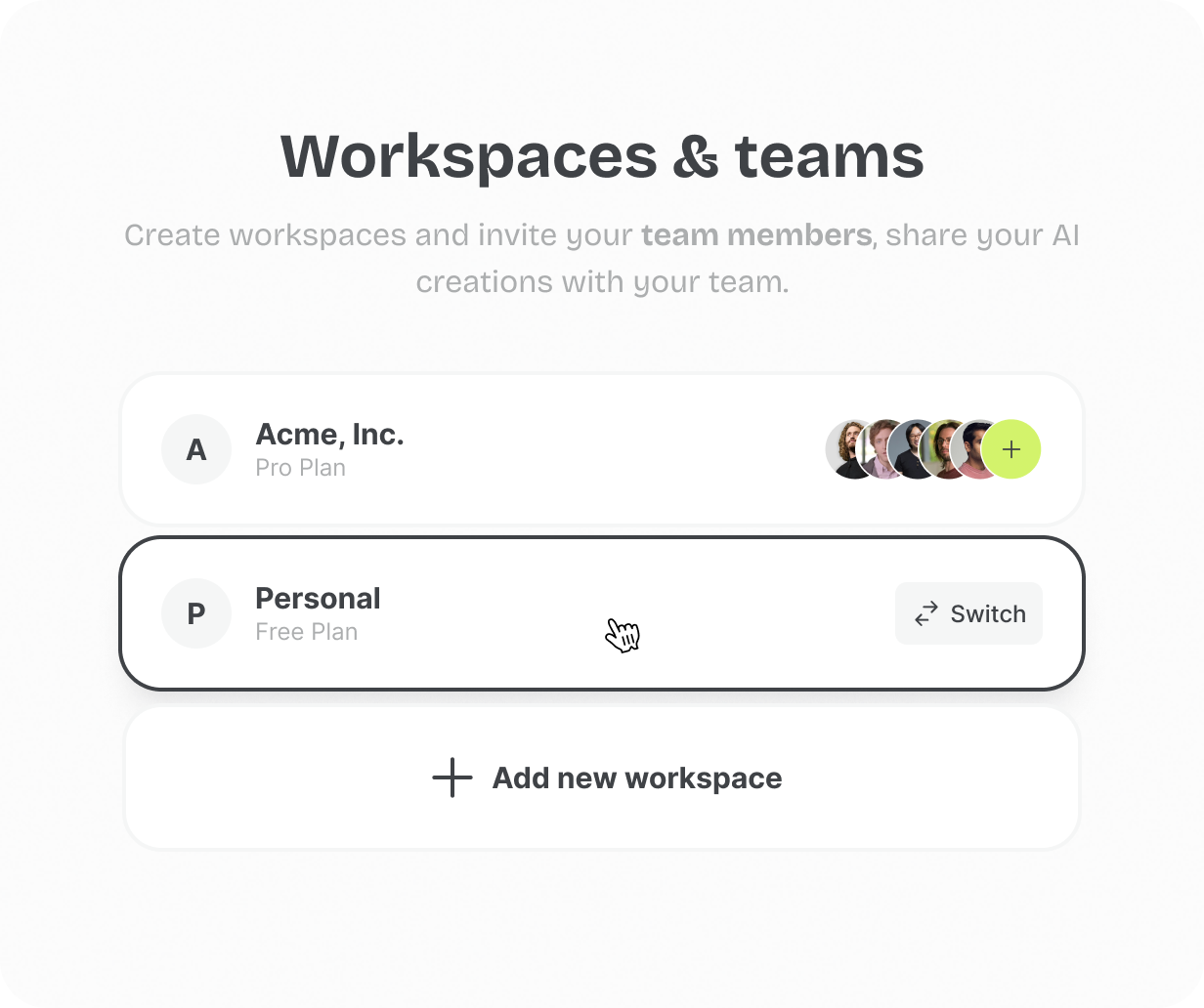 Workspace and Teams @heyaikeedo #aikeedo