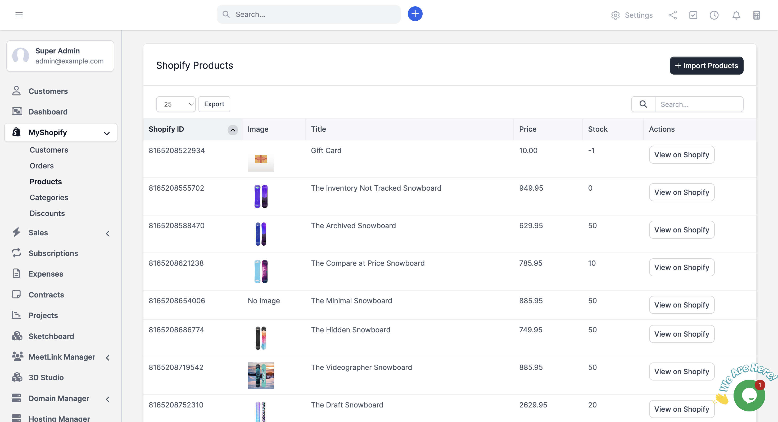 Shopify Products