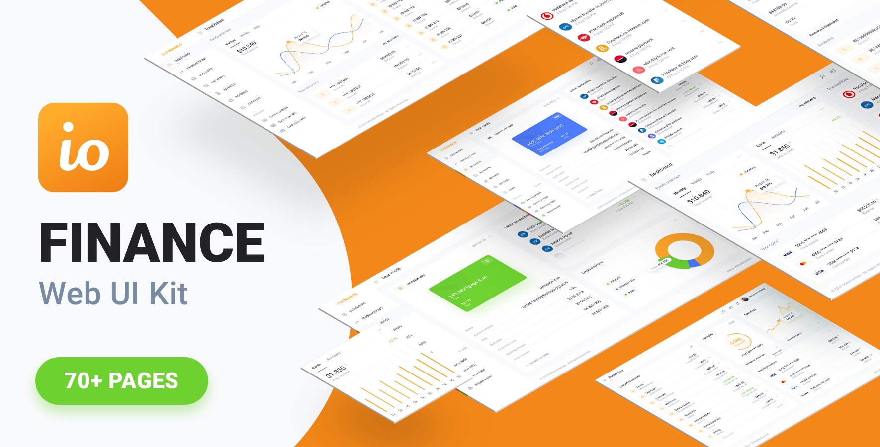 IOFinance - UI Kit for Finance, Banking and Wallet Websites - Sketch Templates 