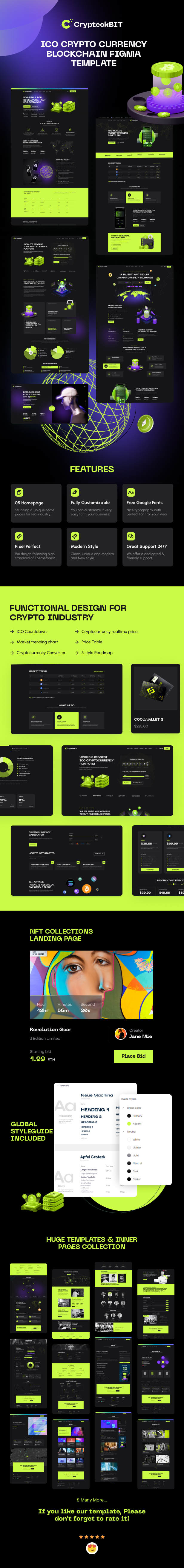 Crypteck - ICO landing page & Crypto Figma Template - 1
