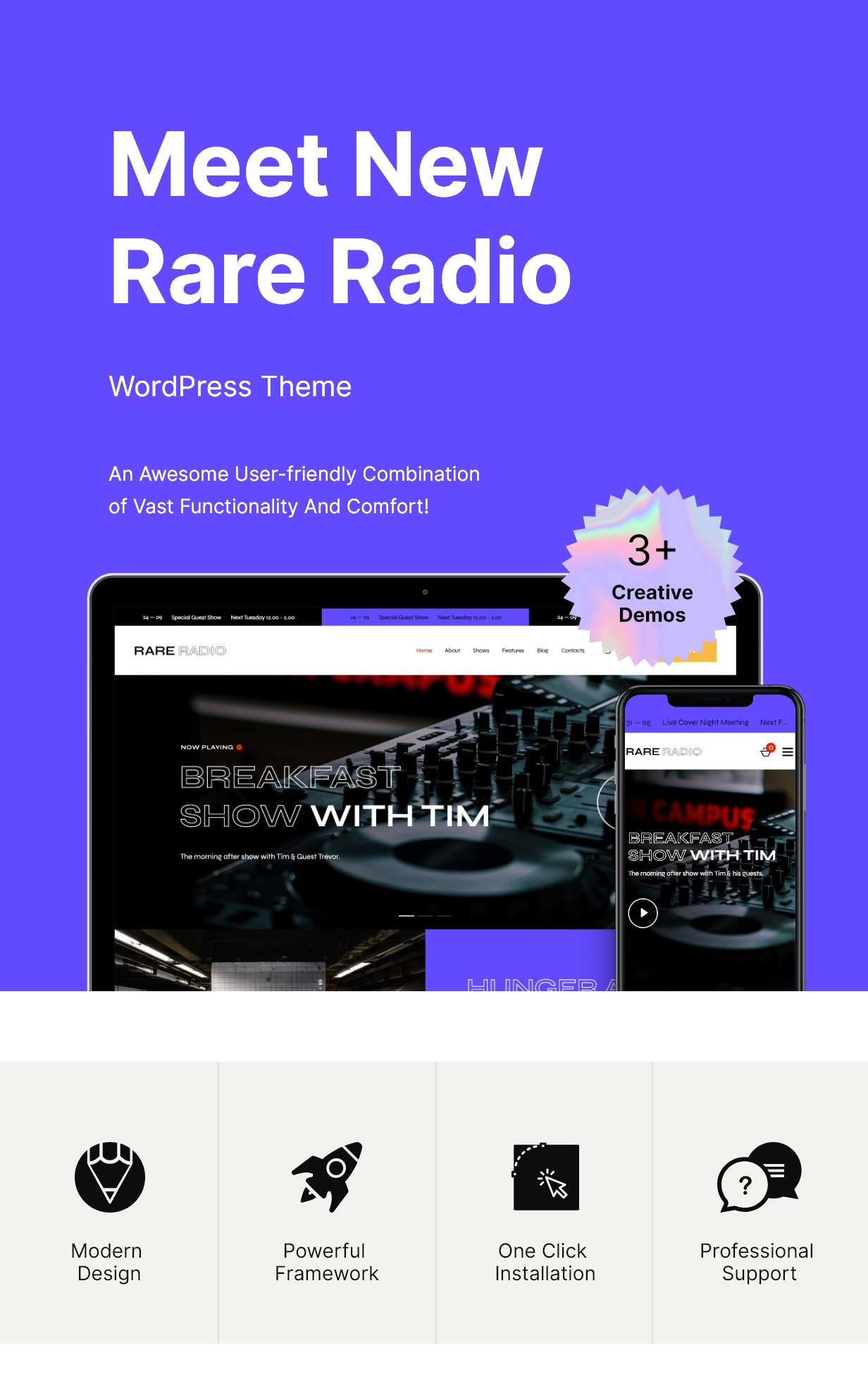 Rare Radio - Music Radio & Podcast WordPress Theme