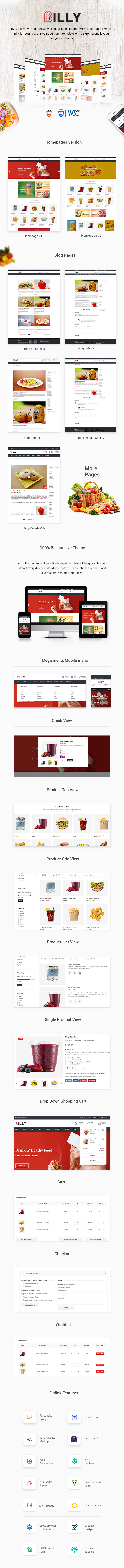 Billy - Food & Drink eCommerce Bootstrap4 Template - 1