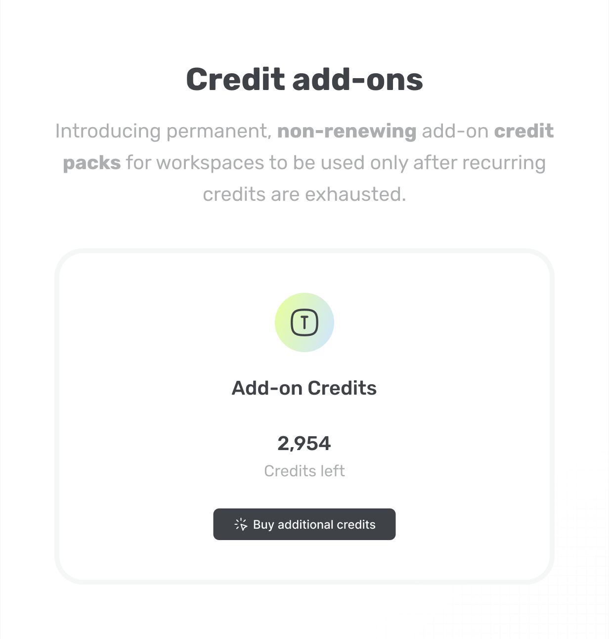 Onetime offers, Credit Addons aikeedo @heyaikeedo