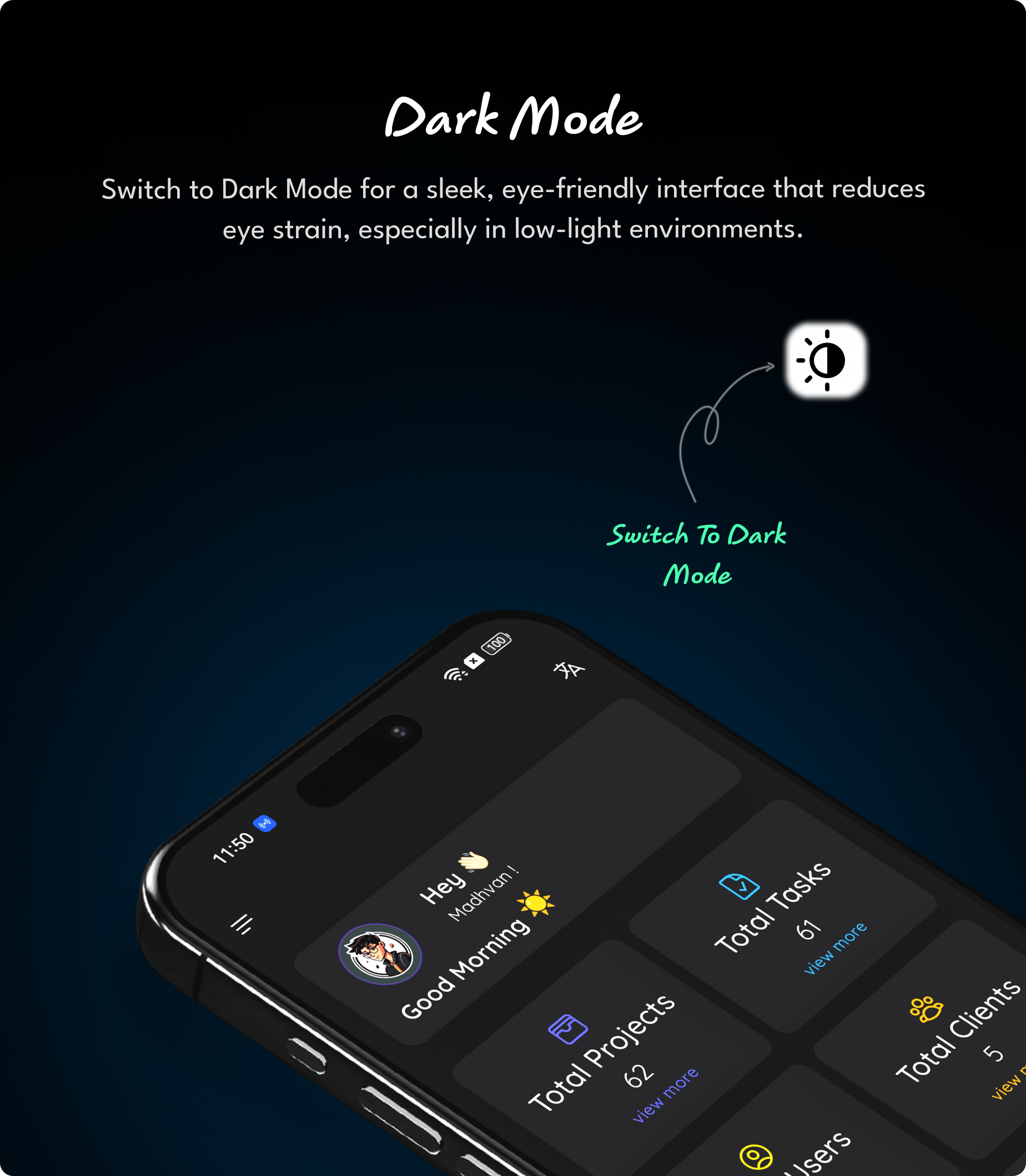 Dark/Light Mode - Taskify Flutter App for Project Management, Task Manager and Productivity Tool