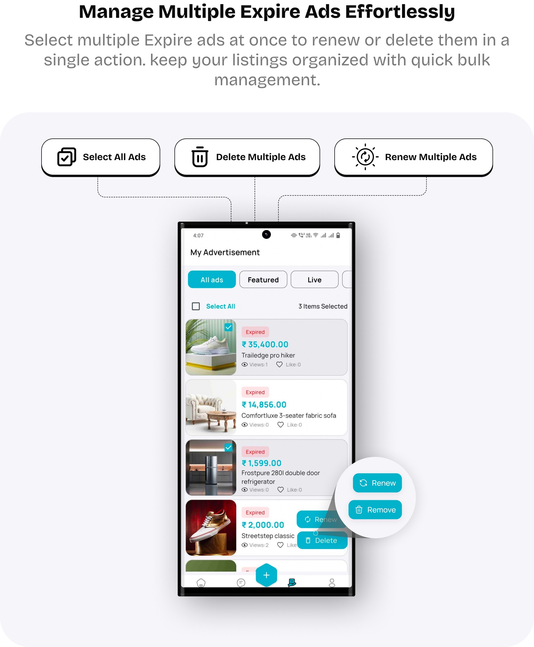 Multiple expire ads: eClassify- Flutter Classified App Templates