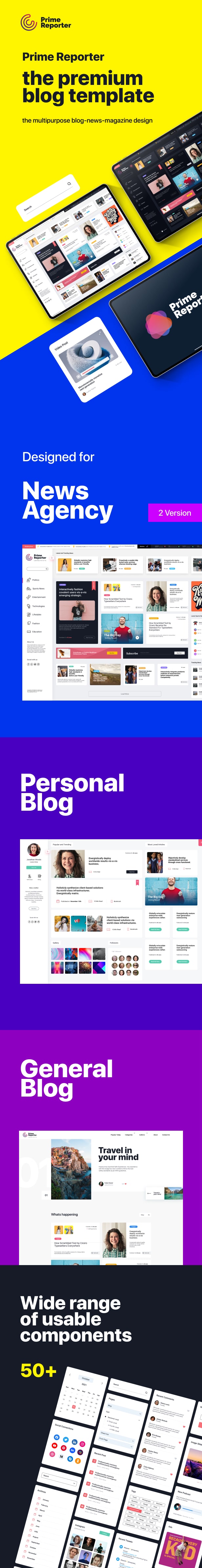 Prime Reporter | News Agency and Personal Blogging Figma Template - 1