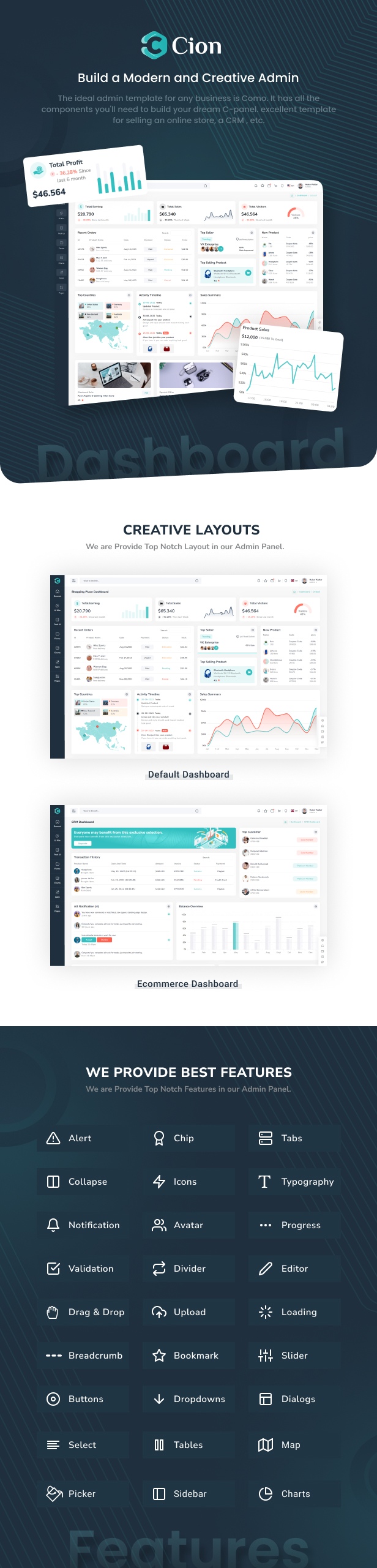 Cion Admin Dashboard theme