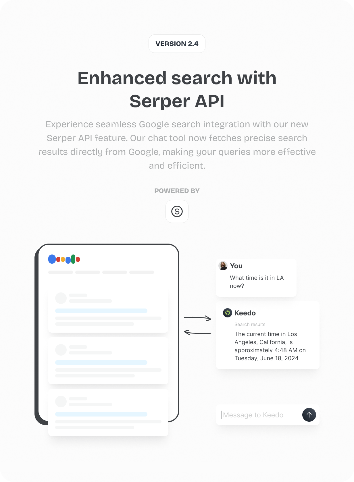 Enhanced Search with Serper API - Experience seamless Google search integration with our new Serper API feature. Our chat tool now fetches precise search results directly from Google, making your queries more effective and efficient. @heyaikeedo #aikeedo